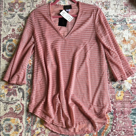 Women's Pink V-Neck Swim Coverup - Picture 1 of 4